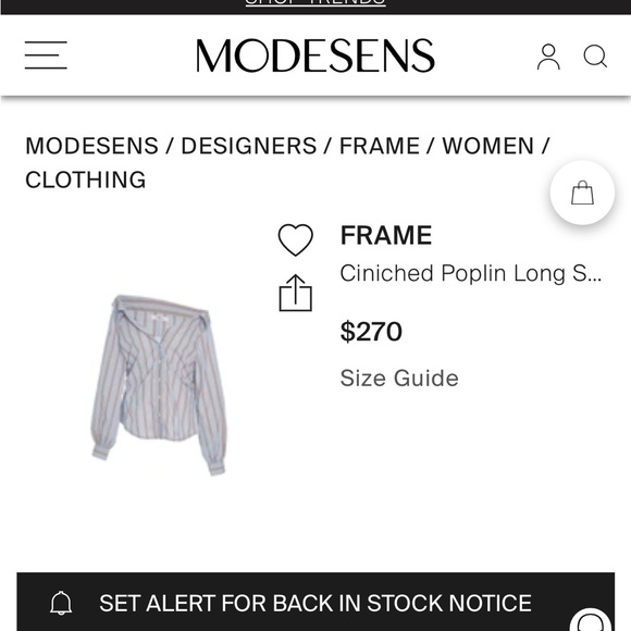 FRAME Cinched Poplin Long sleeve Striped - Picture 3 of 10